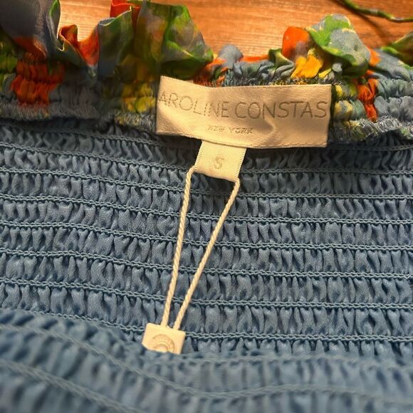 NWT Caroline Constas Ophelia mini dress in Blue Summer Floral RARE Women's Small - Picture 6 of 7